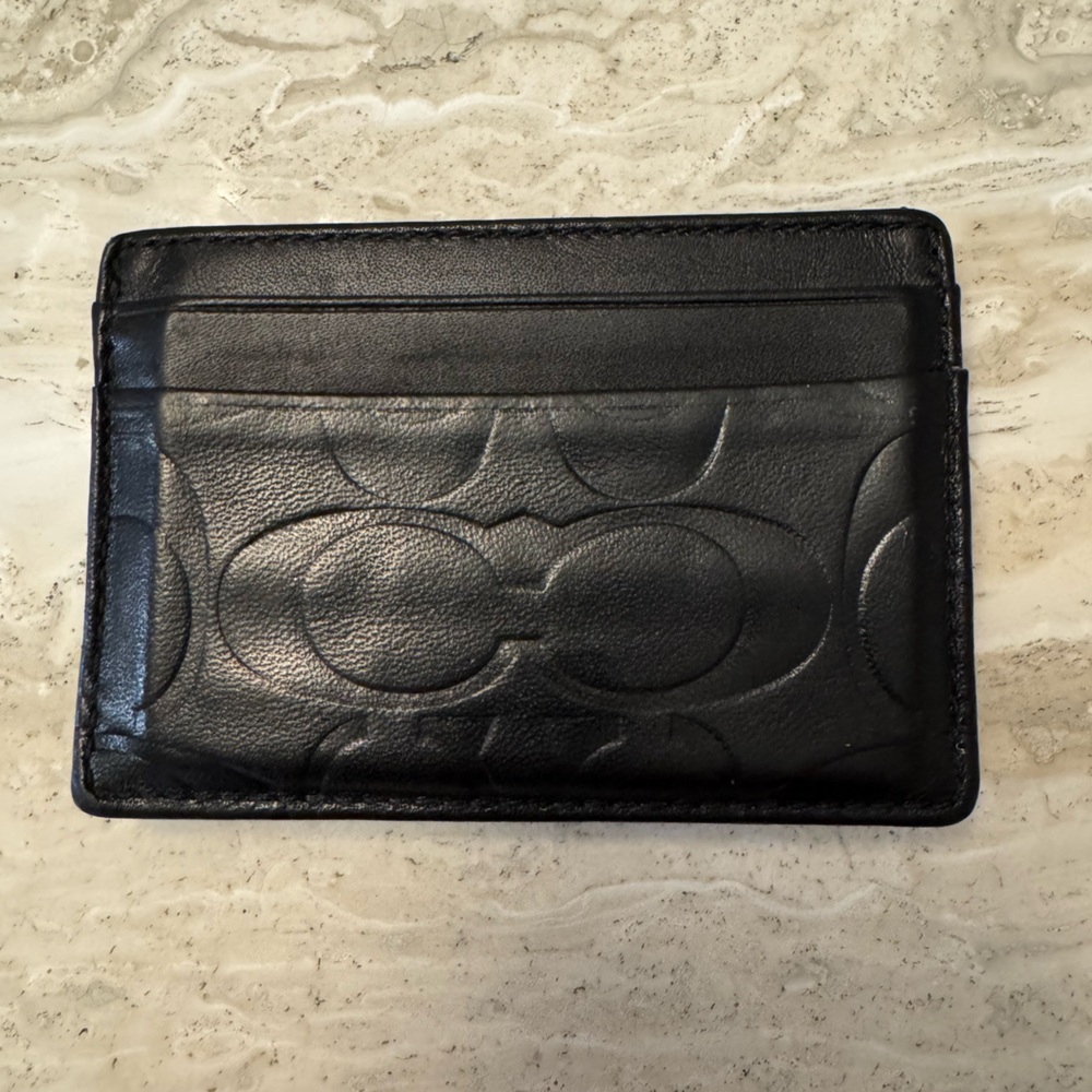 COACH Men’s Black Embossed Card Holder and Money Clip